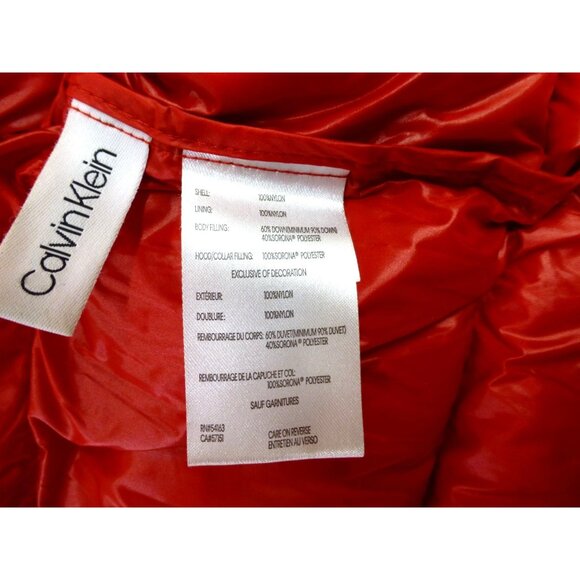 Calvin Klein Red Puffer Jacket Extreme Slim Fit Med Hood, Full Zip - Picture 12 of 16